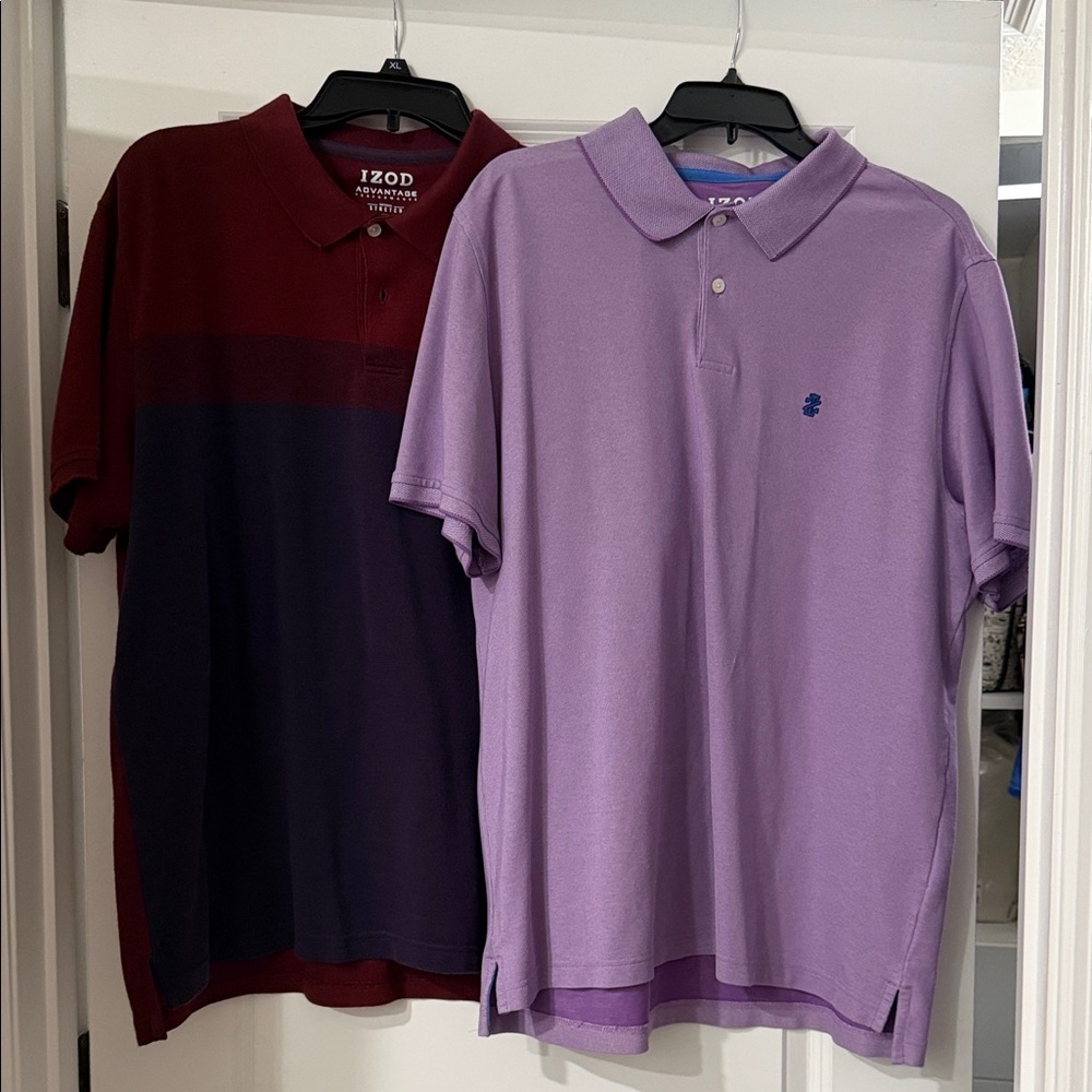 Izod Men’s Lavender Polo & Burgundy/Navy Colorblock Pair size XL